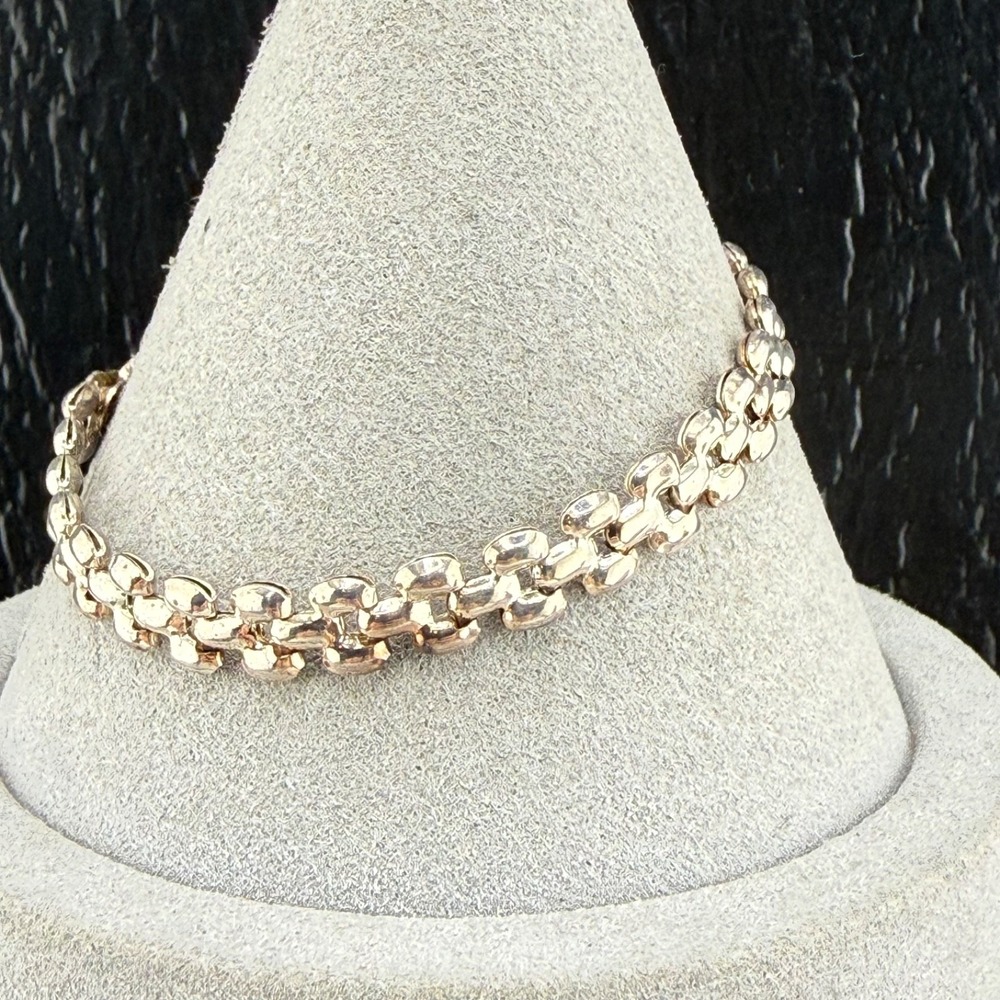 Vintage Estate Link Bracelet Silver Italy 925 Signed 7in